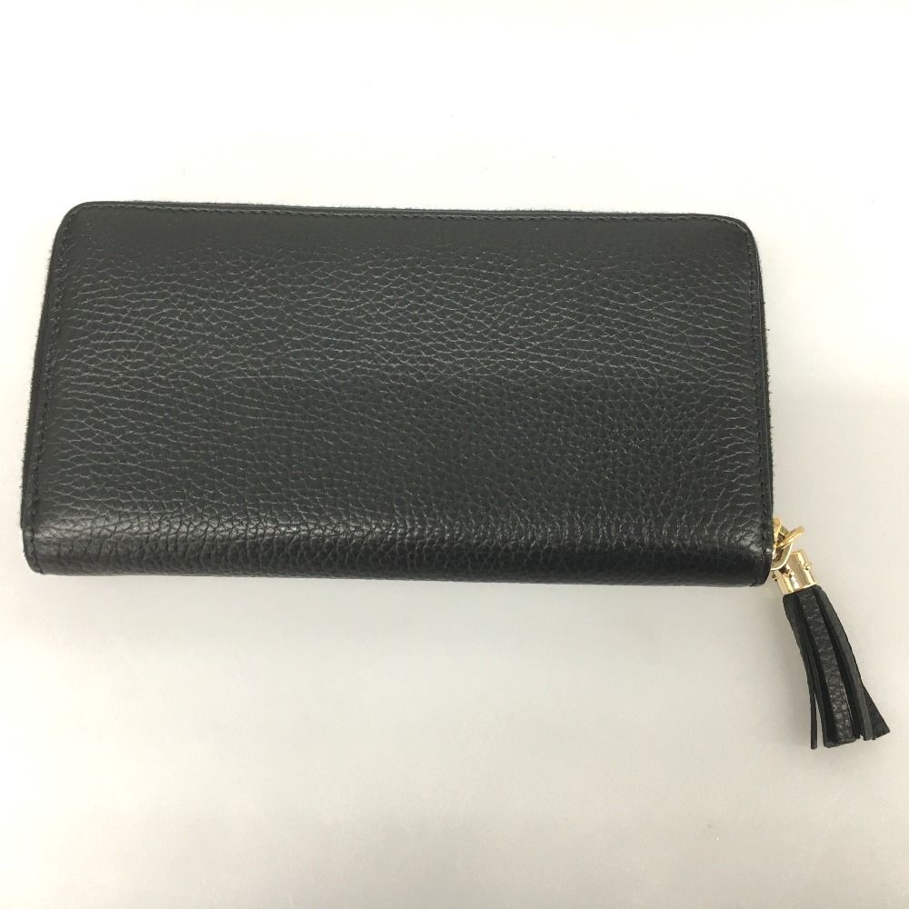 Gucci Leather Round Zipper Long Wallet Soho Soho Outlet 598187 Black