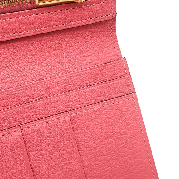 Hermes Long Wallet Bearn Souffle Chèvre Rose Lipstick Gold Hardware Bifold