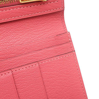 Hermes Long Wallet Bearn Souffle Chèvre Rose Lipstick Gold Hardware Bifold