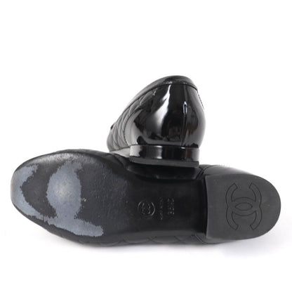 CHANEL 23B G45122 Coco Mark Matelasse Leather Patent Leather Flat Pumps Ballet