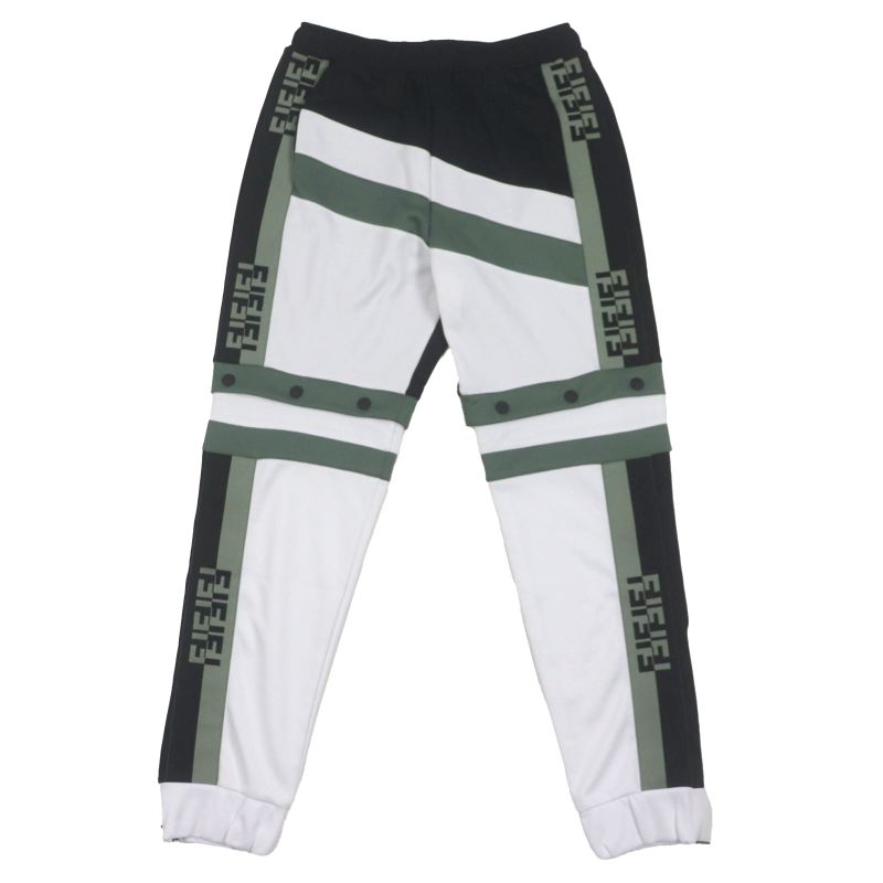  Fendi Fab557 FF Logo 2WAY Jersey Track Pants Green Black White S Made In