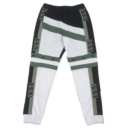  Fendi Fab557 FF Logo 2WAY Jersey Track Pants Green Black White S Made In