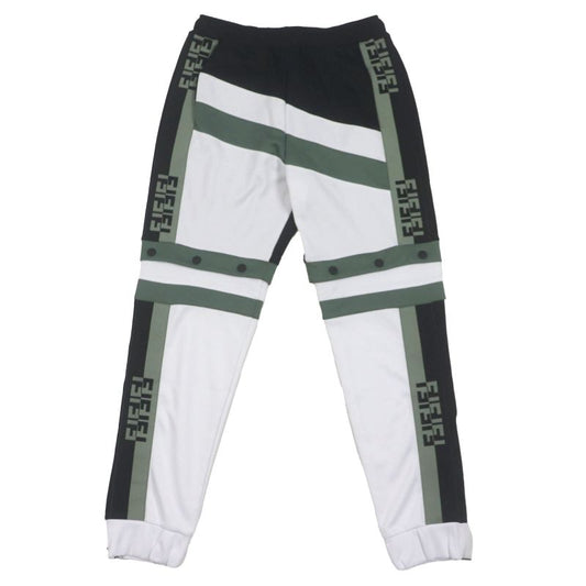  Fendi Fab557 FF Logo 2WAY Jersey Track Pants Green Black White S Made In