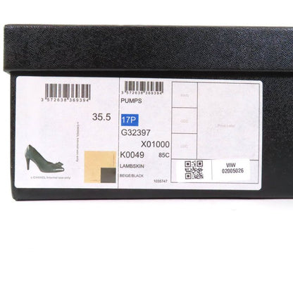 CHANEL 17P G32397 Ribbon Design With Coco Mark Hardware Bicolor Leather Pumps