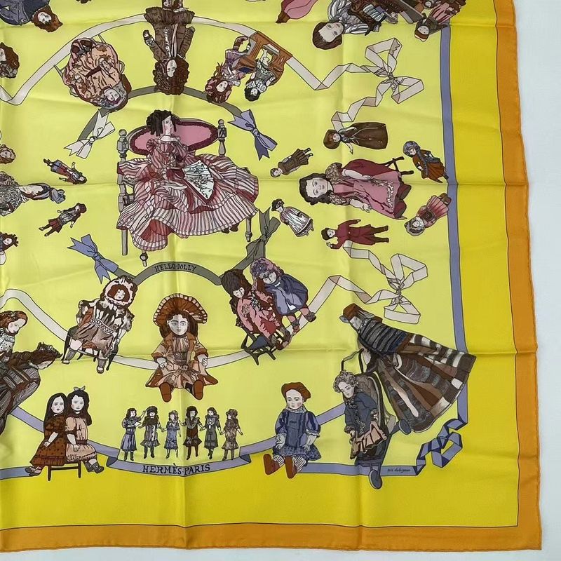 Hermes Carre 90 Silk Scarf Hello Dolly Hello Dolly Yellow