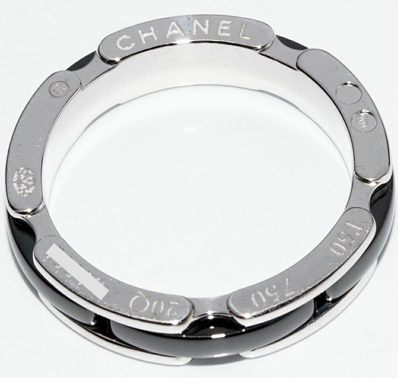 Chanel Ring 18K White Gold Black Ceramic J12 Ultra Collection Ring Small Model