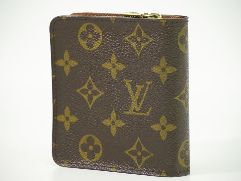 Authentic Louis Vuitton LV Compact Zip Monogram Fold Wallet Brown M61667