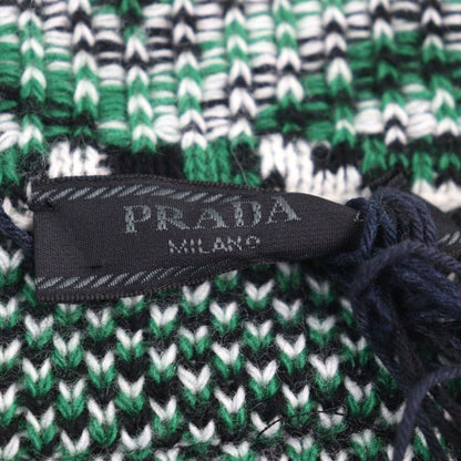 Prada 2022 Umb429 30% Cashmere Mockneck Jacquard Knit With Triangle Patch Green