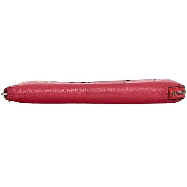 Hermes Round Zipper Long Wallet Azap Pink Rose Lipstick