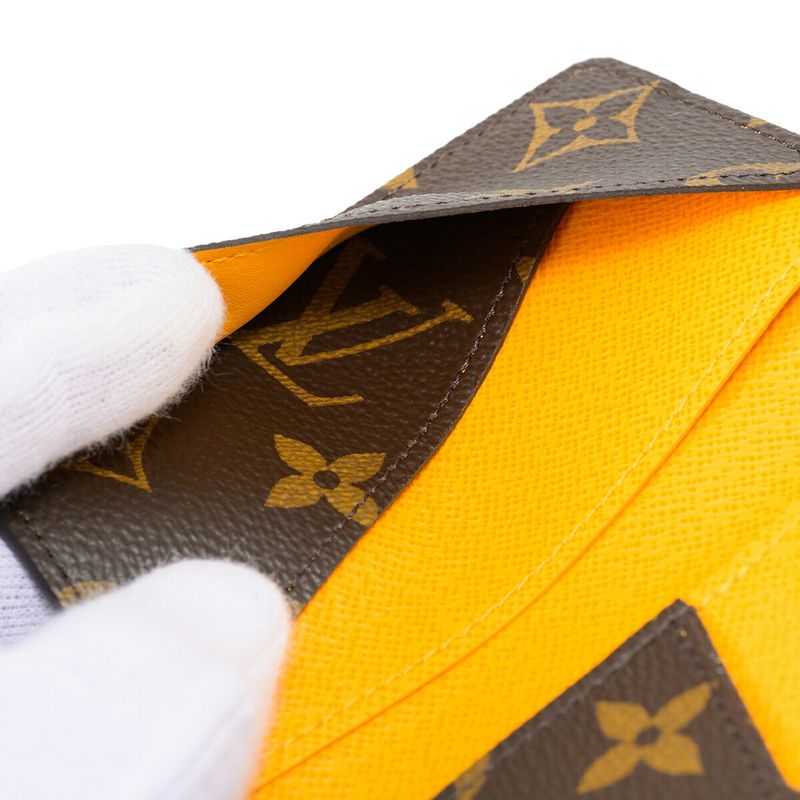 Louis Vuitton Card Case Organizer De Poche Brown/saffron Yellow