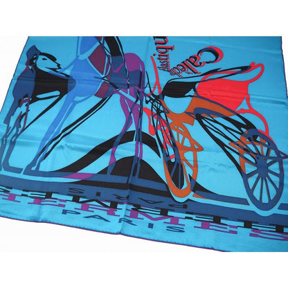 Hermes Carre 70 Caleche Elastique Carre Vintage Silk Blue Canard Rouge Blue