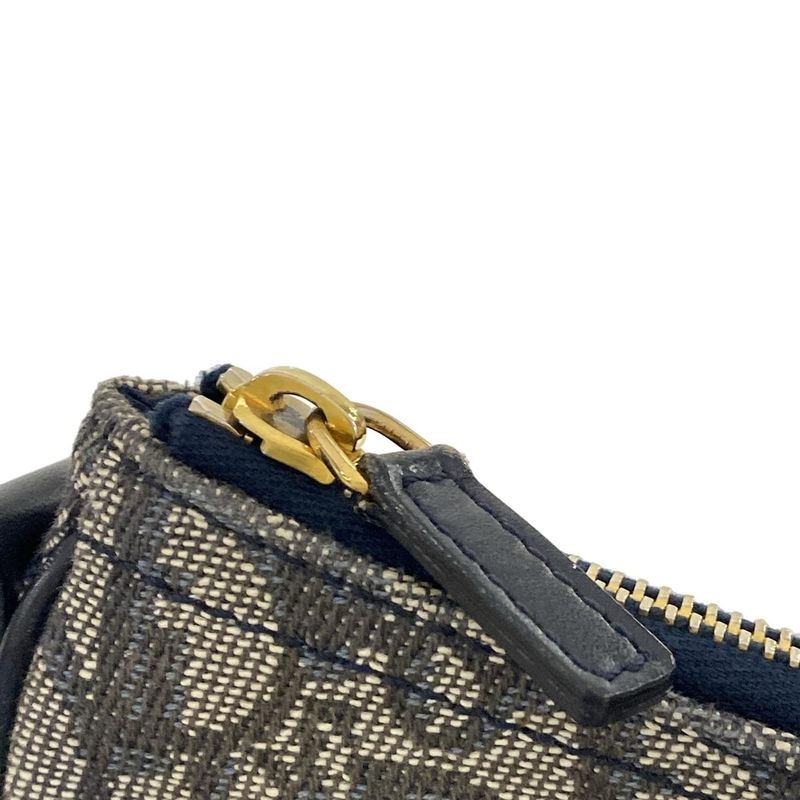 Dior/christian Dior Shoulder Bag Trotter Ivory X Navy X Black Leather