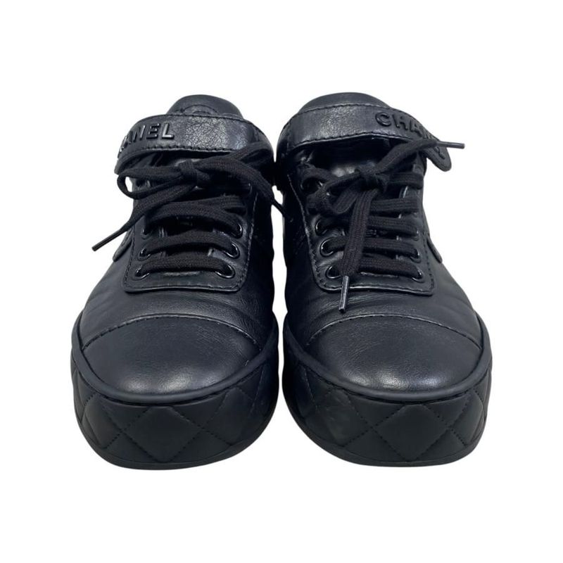 Chanel Sneakers Velcro High Cut G45110 36 Size Matelasse Coco Mark Logo Black