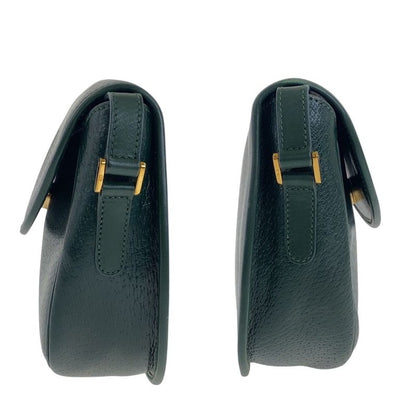 Gucci Vintage Old Gucci Green Gold Hardware Leather 007 261 0074 Shoulder Bag