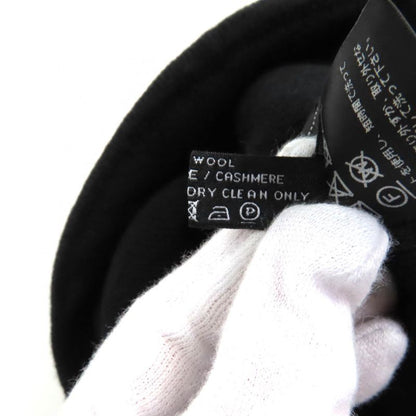 CHANEL Wool Cashmere Blend Logo Design Knit Hat Knit Cap Hat Black Made In