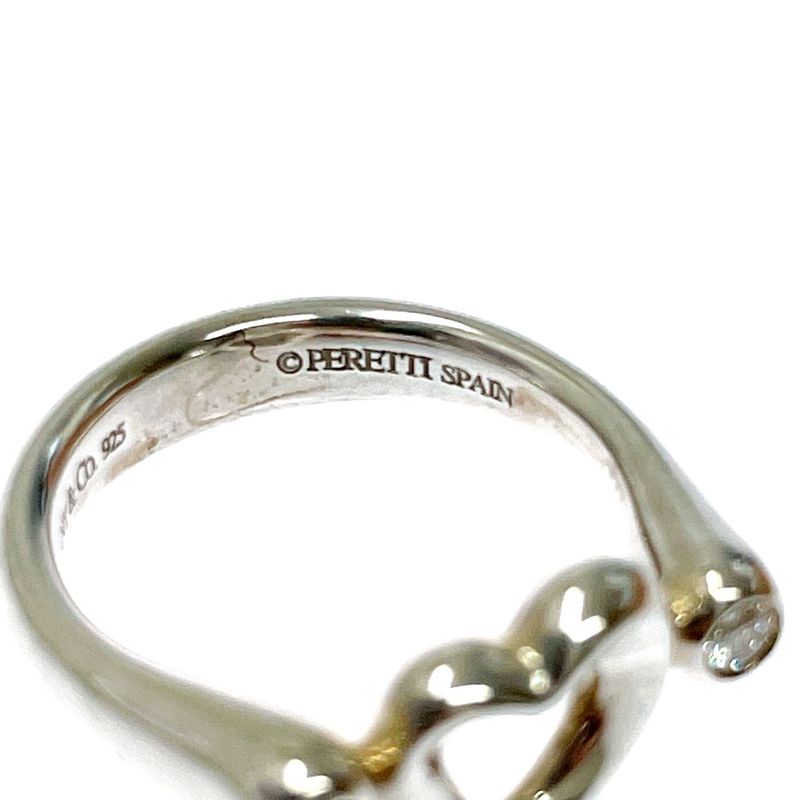 Tiffany & Co Silver Diamond Open Heart Ring 3.2g 925 Engraved 350097 Ring
