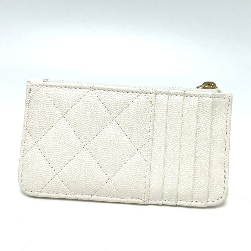 Chanel Long Wallet Coco Mark Caviar Skin White