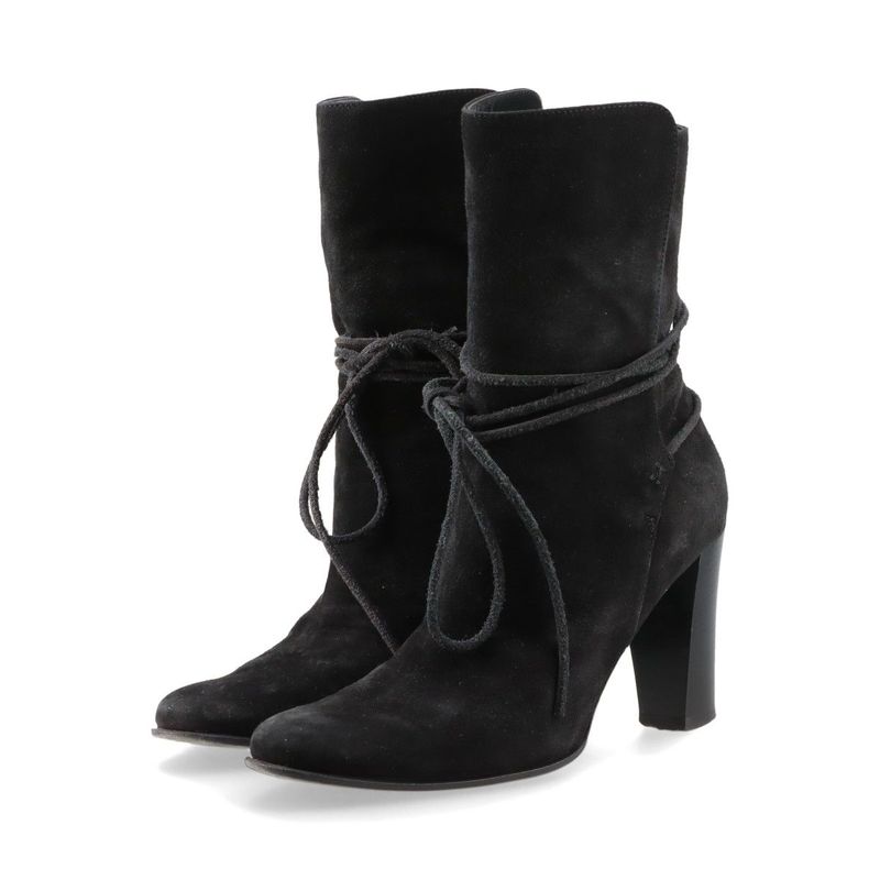 Hermes Suede Boots Women's 36 Semelle CUIR Black Made In Italy