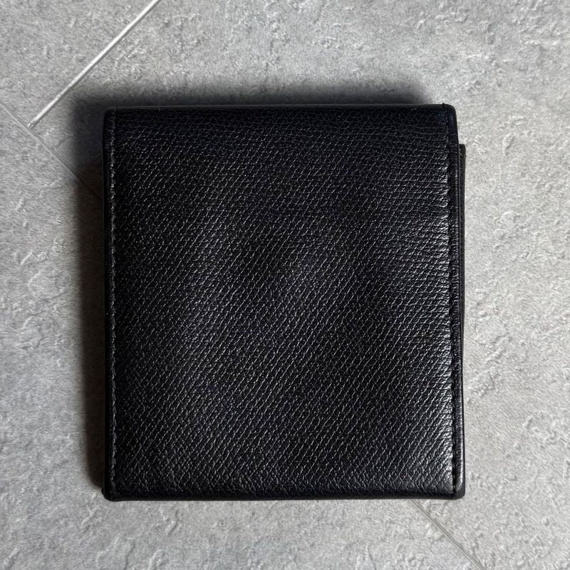 Chanel Coco Button Coco Mark Leather Coin Case Black Gold Hardware Compact