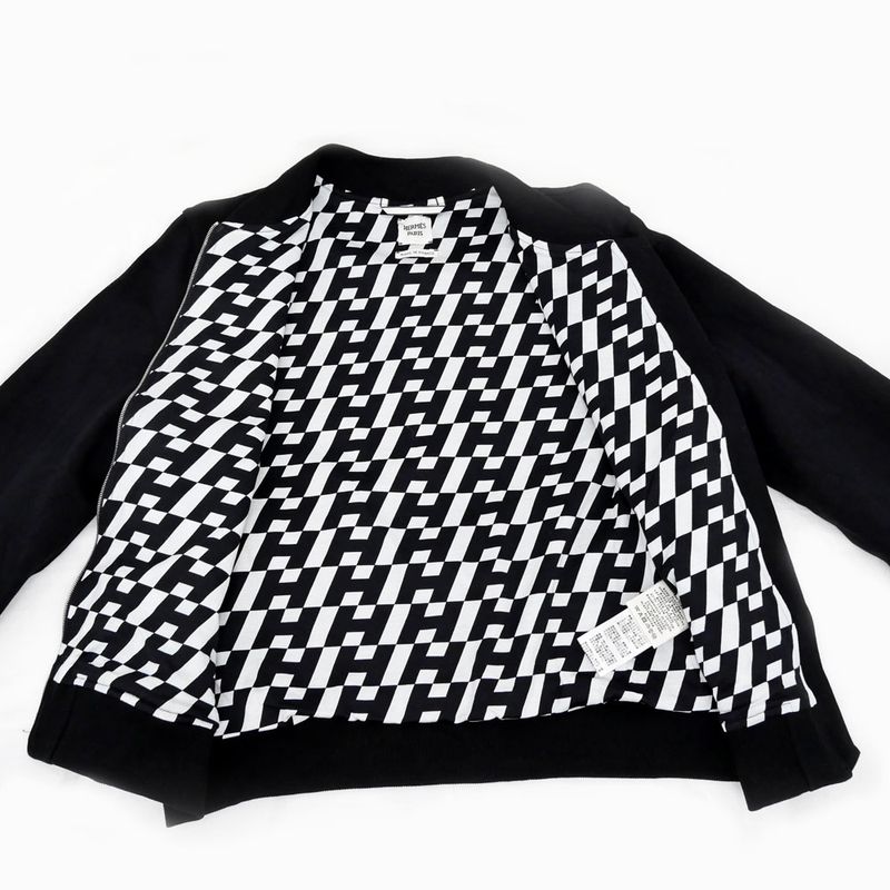 Hermes Zip Up Blouson Jacket 38 Size Black White Outerwear - Women's