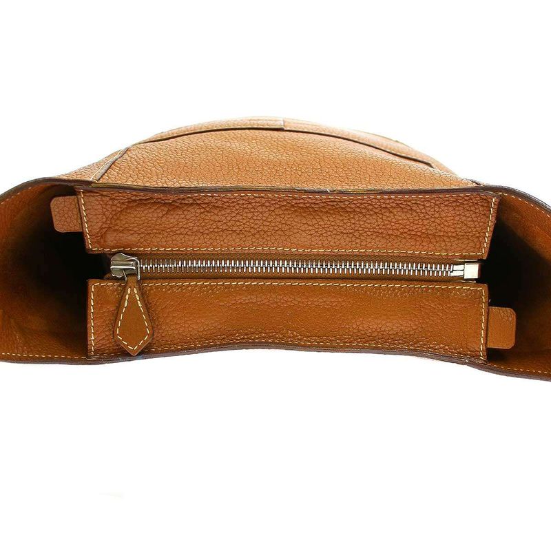 Hermes L Engraved 2008 Good News PM Leather Shoulder Bag Gold