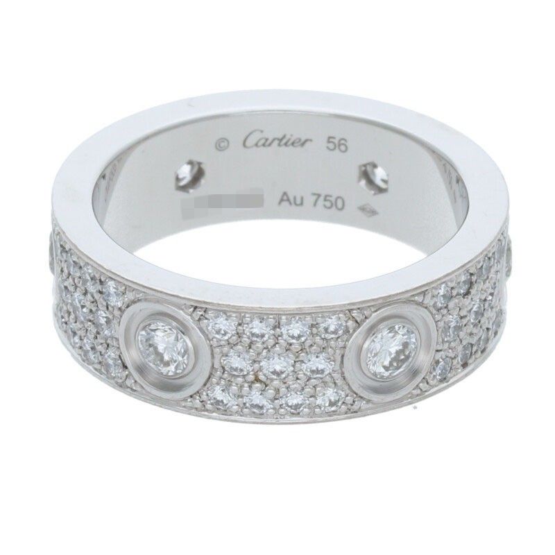 Cartier LOVE RING Love Ring Pave Diamond 18K White Goldring Men's 56