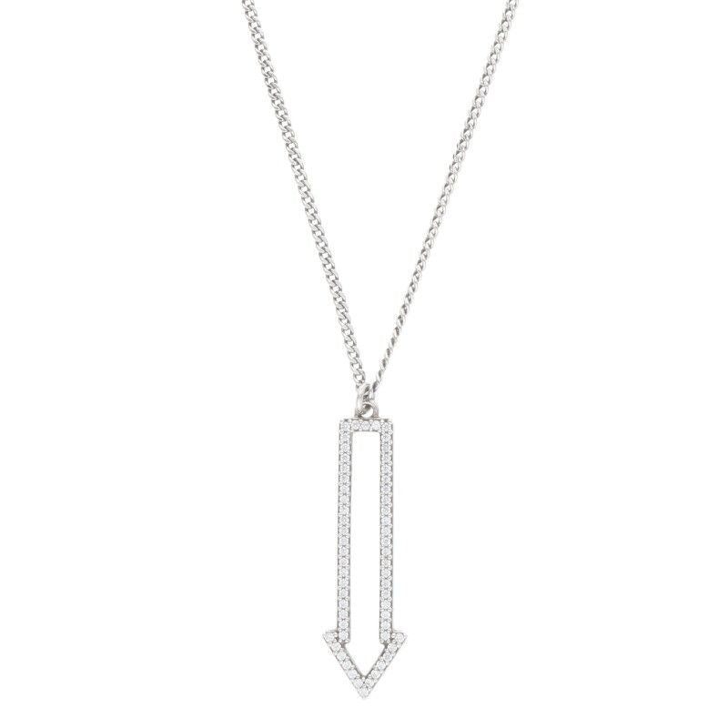 Celine 460sj6bcz.01xs Arrow Rhodium Finish Crystal Necklace Men's