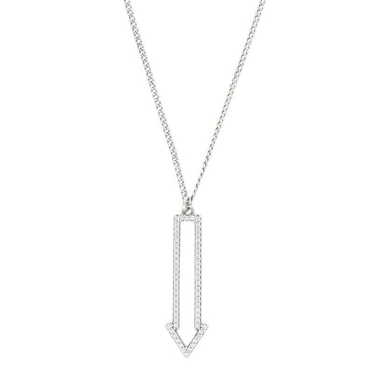 Celine 460sj6bcz.01xs Arrow Rhodium Finish Crystal Necklace Men's