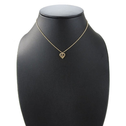 Christian Dior Necklace Metal Gold Heart Rhinestone Accessories Women Ladies