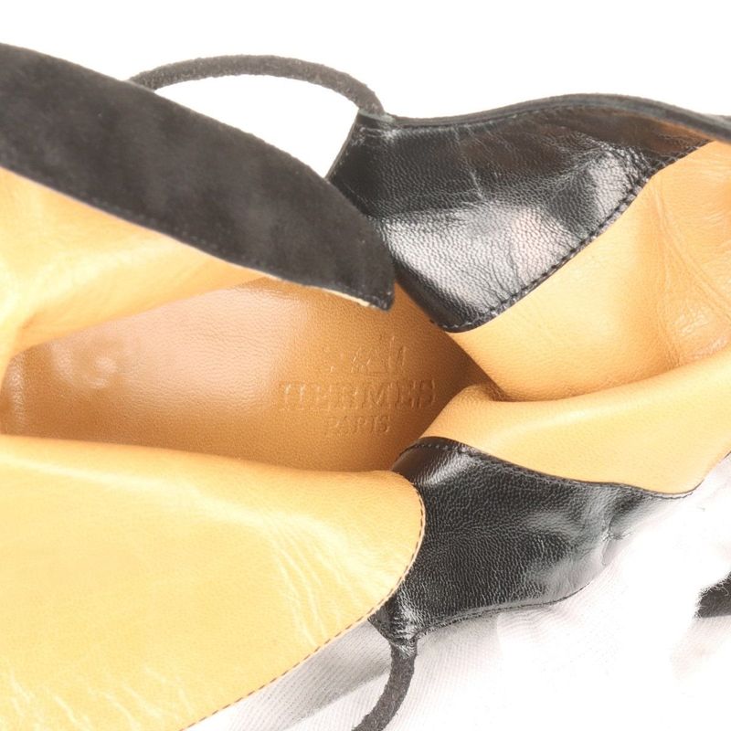 Hermes Suede Boots Women's 36 Semelle CUIR Black Made In Italy