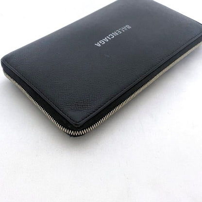 Balenciaga Round Zipper Long Wallet Black Everyday Wallet Leather