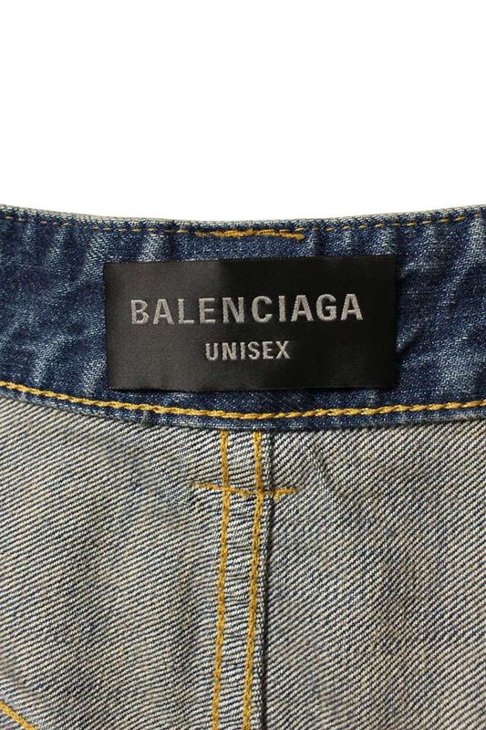 Balenciaga 831689 Tsw71 Damaged Baggy Denim Half Pants Men's M