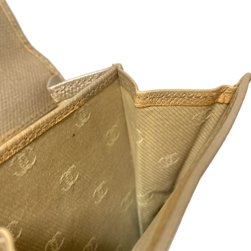 Chanel W Hook Wallet Coco Button Beige Silver Hardware