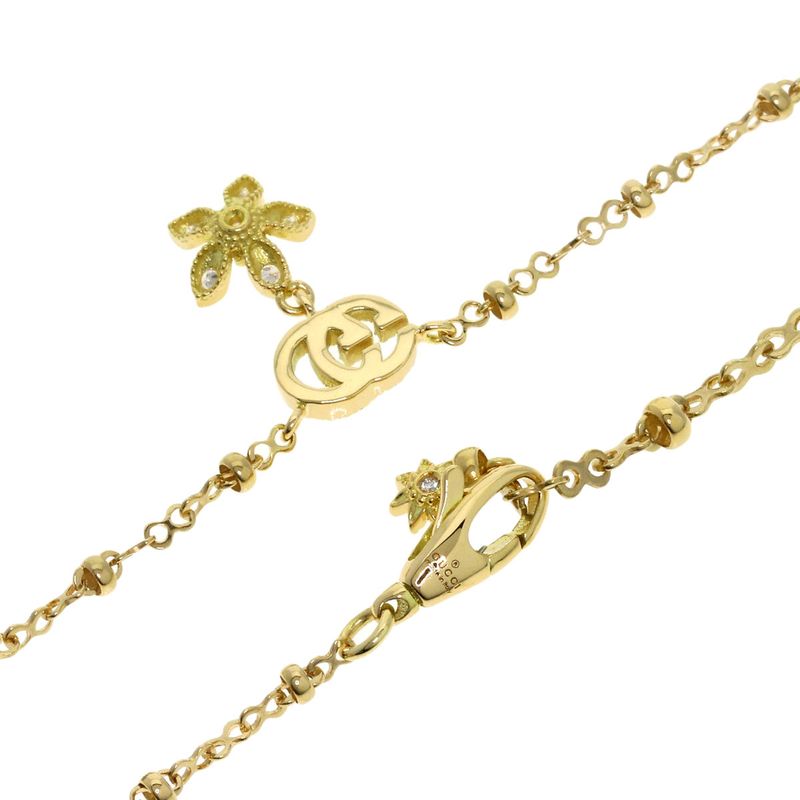 Gucci GG Flora Diamond Necklace 18K Yellow Gold Ladies