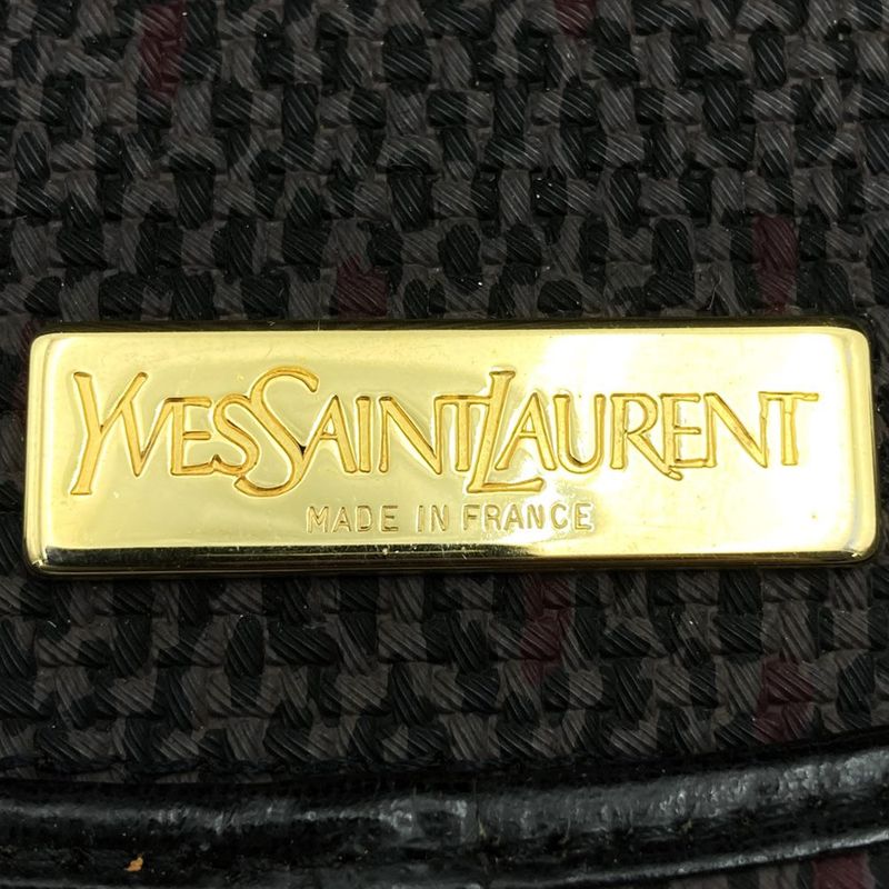 Saint Laurent Shoulder Bag Vintage Gray Pvc×leather Women Men