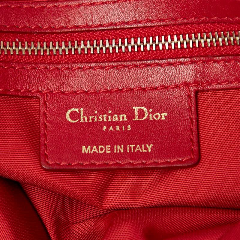 Dior Cannage Chain Shoulder Bag Handbag Red Leather Women's Dior