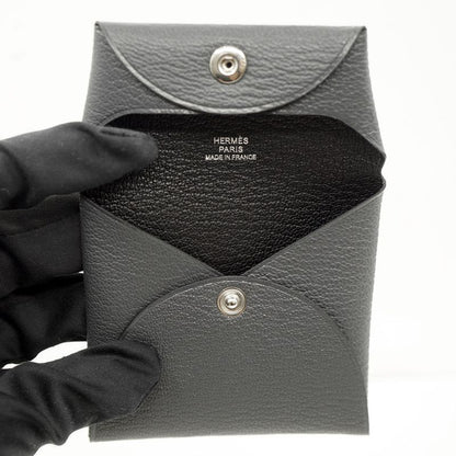 Hermes 041054ck Bastia Coin Purse Wallet Grimisty Dark Gray W Engraved