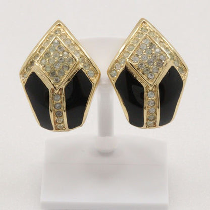 [dior] Christian Dior Earring Set Vintage Gold Plated And Rhinestone Ladies