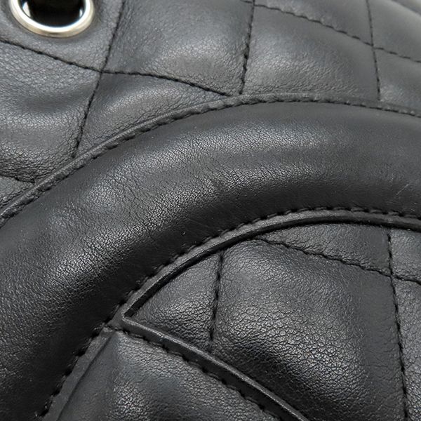 Chanel Tote Bag Cambon Line Medium Leather Enamel Black Silver Hardware Black