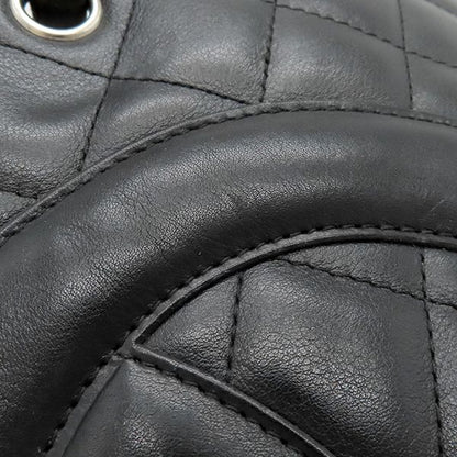 Chanel Tote Bag Cambon Line Medium Leather Enamel Black Silver Hardware Black