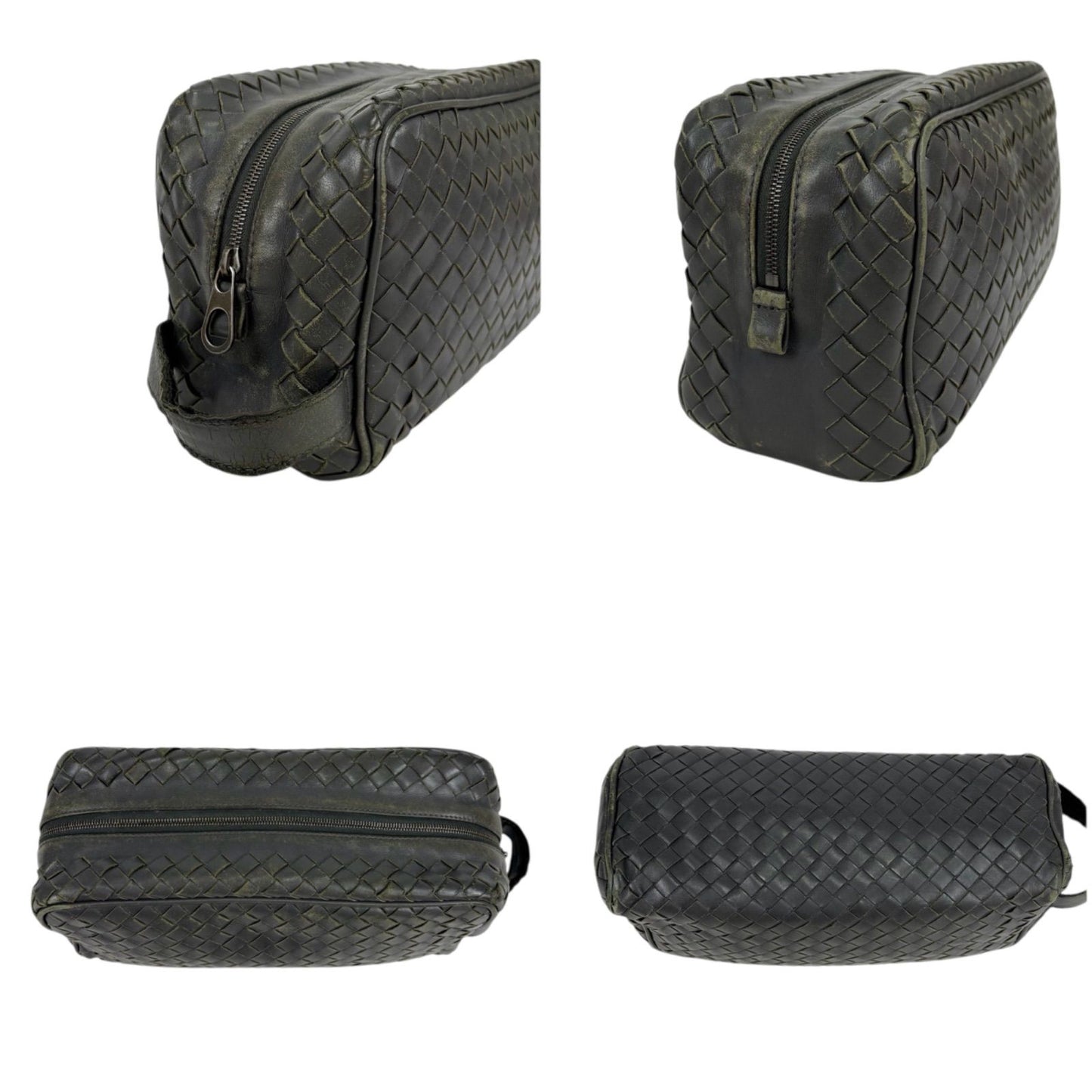 Bottega Veneta Clutch Bag Second Bag Intrecciato Leather Light Gray