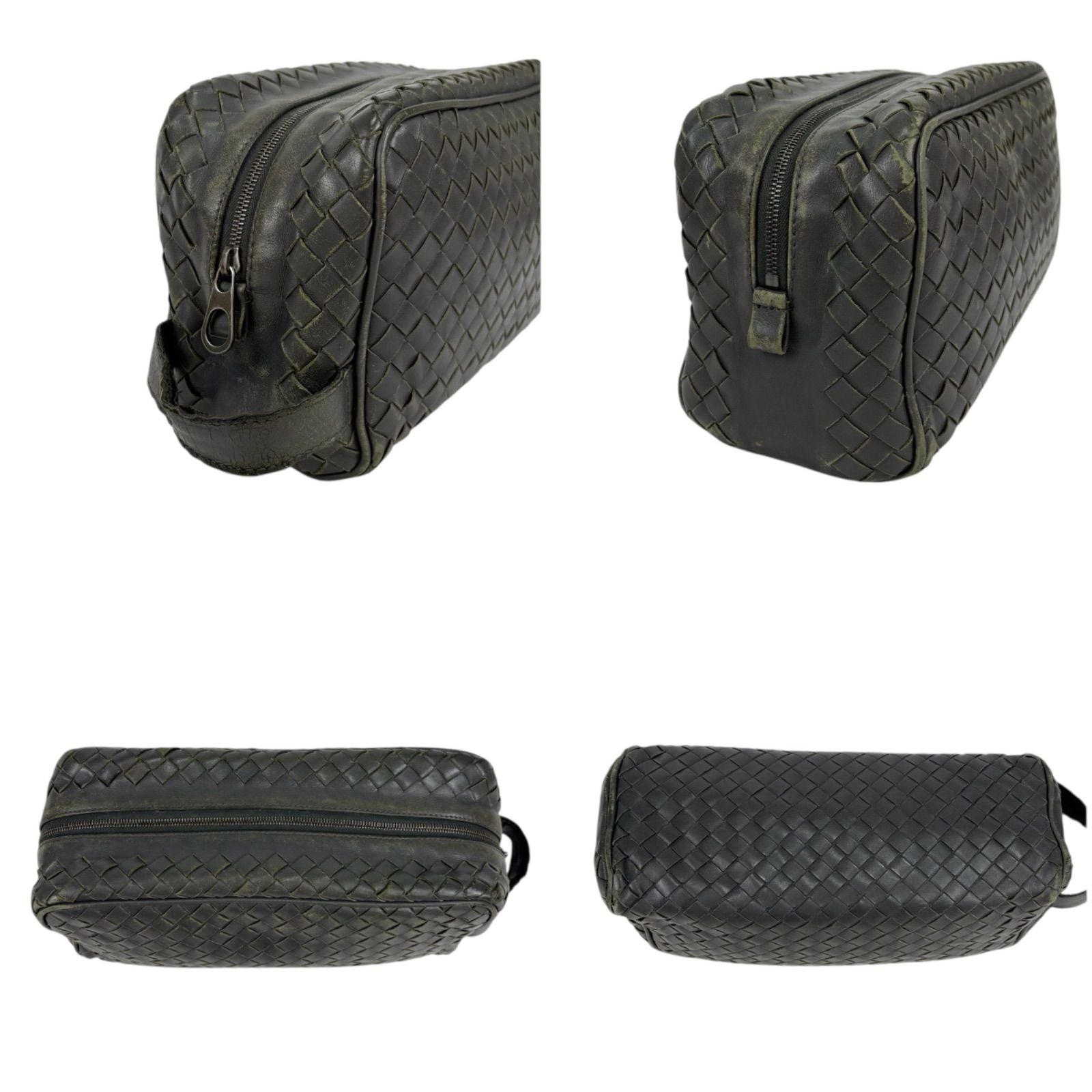 Bottega Veneta Clutch Bag Second Bag Intrecciato Leather Light Gray