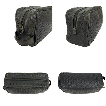 Bottega Veneta Clutch Bag Second Bag Intrecciato Leather Light Gray