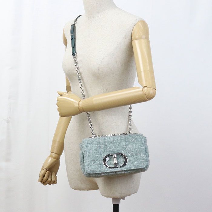 DIOR Small Cannage Dior Caro M9241 Shoulder Bag Tweed Women's