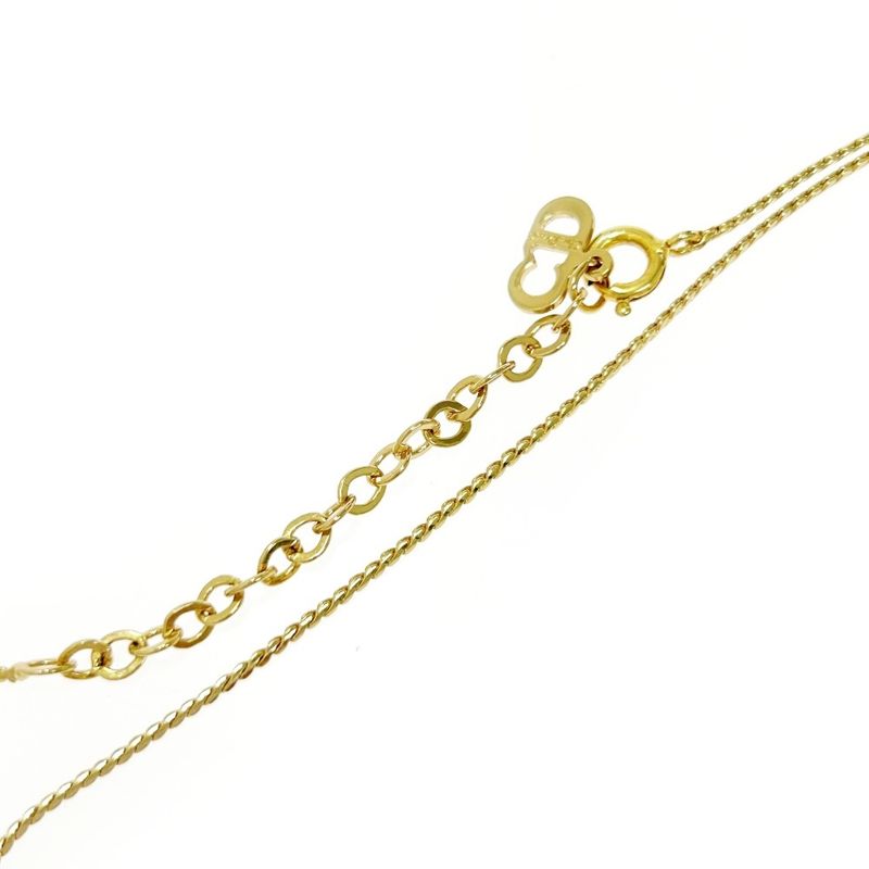 Christian Dior GP Rhinestone CD Logo Necklace Women's Gold 478556 Necklace