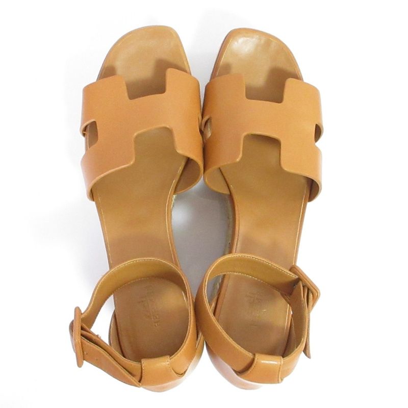Hermes Espadrille Elda Sandals Size 39 Approx 25.5cm (10.04in) Brown Women's