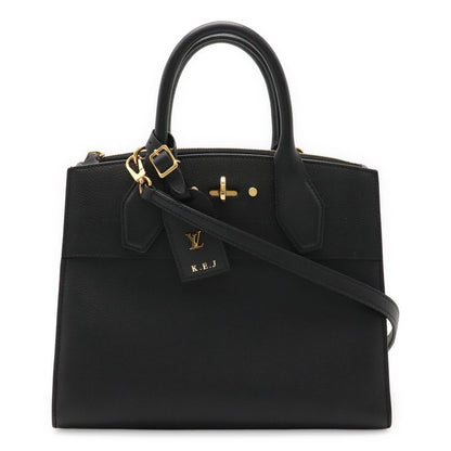 Louis Vuitton City Steamer PM Handbag 2WAY Shoulder Bag Leather Noir Black