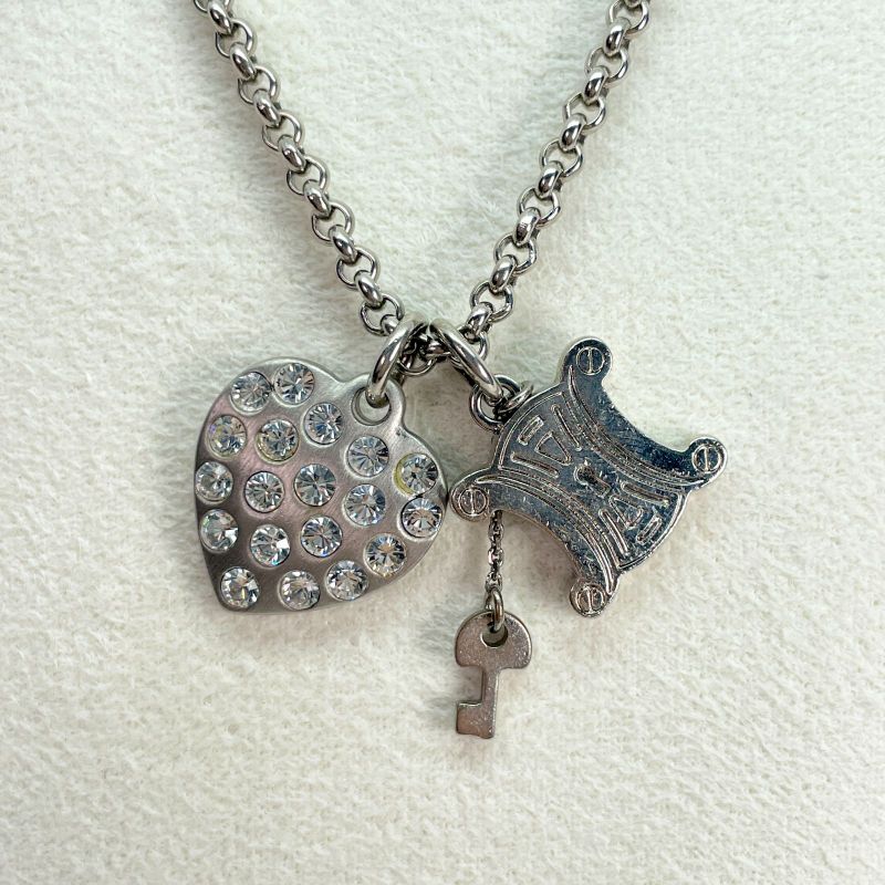 Celine Macadam Triomphe Stone Heart Necklace 24-2916s