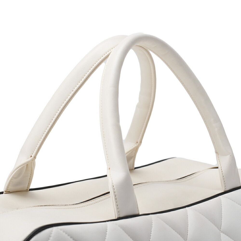 Chanel Handbag Boston Bag Calfskin Matelasse Sport Line Logo White And Black