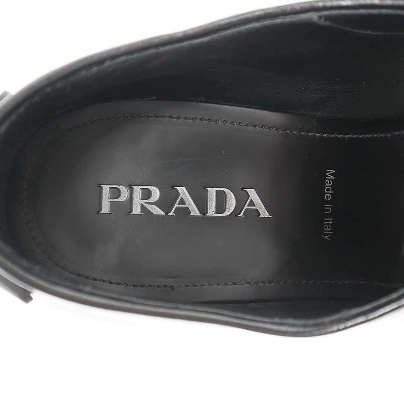 Prada Lace-Up Leather Shoes 2eg394 Black 10